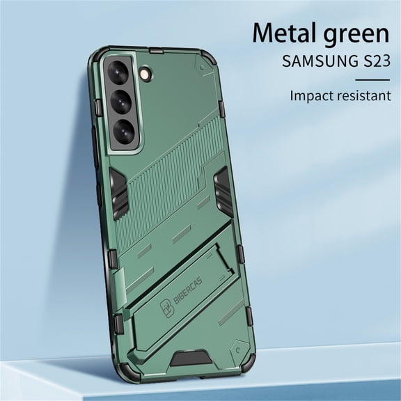 SaniMore for Samsung Galaxy S23 6.1" 2023 Armor Protective Cover Rugged PC Backplane with Hidden Kickstand Anti-fall Drop Resisitant Shockproof [Light & Thin] Hybird Case For Galaxy S23, Green