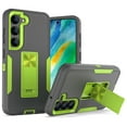 thumbnail image 1 of SaniMore for Samsung Galaxy S23 6.1" 2023 Case, Hidden Bracket Magnetic Car Holder Dust Cover 3-layer Heavy Duty Protective Rugged Anti-fall Shock Absorption Cover For Galaxy S23, Gray/Green, 1 of 8