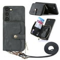 thumbnail image 1 of SaniMore for Samsung Galaxy S23 (6.1" 2023) Case,Wear-resistant PU Leather Skin + Zipper Purse Card Slots Removeable Crossbody Lanyard Stand Shell Shockproof Anti-scratch Drop-resistant, Black, 1 of 10