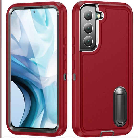 SaniMore for Samsung Galaxy S23 6.1" 2023 Hybird Case, Rugged PC Back Shockproof TPU Shell Metal Hidden Kickstand Drop Resistant Anti-slip Heavy Duty Protective Case for Samsung Galaxy S23, Red