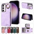 thumbnail image 1 of SaniMore for Samsung Galaxy S23 (6.4" 2023) Case, PU Leather Skin Shockproof Bumper Flip Purse RFID Blocking Metal Ring Stand Shell, Card Holder Cash Pocket Anti-drop Cover, Purple, 1 of 17