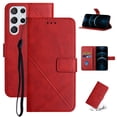 thumbnail image 1 of SaniMore for Samsung Galaxy S23 (6.8" 2023) Wallet Case with Wrist Strap Magnetic Clasp, Card Slots PU Leather Skin Shockproof TPU Inner Anti-drop Flip Stand Business Shell Wear-resistant - Red, 1 of 9