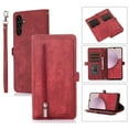 thumbnail image 1 of SaniMore Samsung Galaxy S23 Business Case, Zipper Wallet + Magnetic Clasp + Card Slots + Flip Kickstand + Wrist/Crossbody Strap [Shockproof Anti-fall] Full-body Protective Shell, Red, 1 of 10