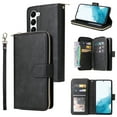 thumbnail image 1 of SaniMore for Samsung Galaxy S23 Case, 3 in 1 Zipper Purse Cover + Card Slots +  Kickstand + Detachable Lanyard Comprehensive Protective Shockproof Anti-drop Shell For Samsung Galaxy S23,Black, 1 of 8