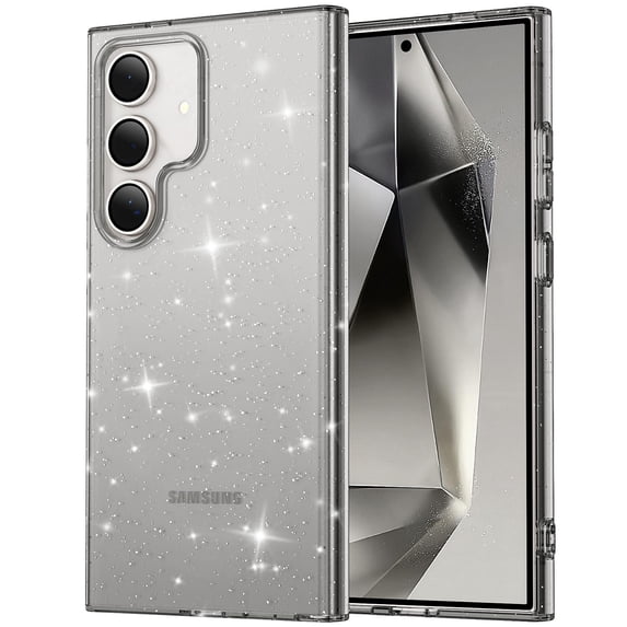 SaniMore for Samsung Galaxy S23 Case, Full Camera Lens Protection Women Cute Clear Glitter Bling Sparkly Cover Anti-yellow Transparent Shockproof Bumper for for Samsung Galaxy S23, Black