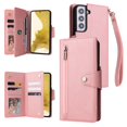 thumbnail image 1 of SaniMore for Samsung Galaxy S23 Case, PU Leather 2 in 1 Zipper Wallet Removeable Wrist Strap Card Slots Cash Pocket Kickstand Shockproof Anti-fall Full Protective Shell For Galaxy S23, Rosegold, 1 of 15