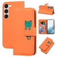 thumbnail image 1 of SaniMore for Samsung Galaxy S23 Case, PU Leather Flip Folio Cover with Stand, Card Slots, [Lovely Pet Magnetic Clasp] Full Protetcion Shockproof TPU Wallet Shell for Samsung S23, Orange, 1 of 10