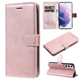 thumbnail image 1 of SaniMore for Samsung Galaxy S23 Case, with RFID Blocking [2 Card Slots] PU Leather Cover with Detachable Hand Strap Flip Kickstand Magnetic Wallet Cover for Samsung S23, Rosegold, 1 of 7