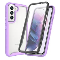SaniMore for Samsung Galaxy S23 Case, Rugged PC Back & TPU Bumpers Two-Layer Structure Transparent Cover with PET Screen Protector Shockproof Protective Shell for Samsung S23, Purple