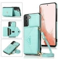 thumbnail image 1 of SaniMore for Samsung Galaxy S23 FE 6.4" 2023 Case with Back Folding Card Pocket Kickstand Detachable Adjustable Crossbody Shoulder Strap PU Leather Shockproof Slim Wallet Cover, Mint, 1 of 6
