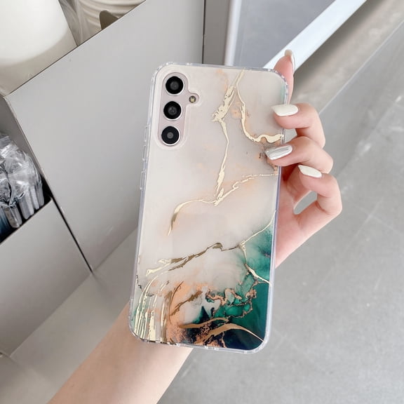 SaniMore for Samsung Galaxy S23 FE (6.4" 2023) Case with Marble Pattern for Girls Women Shockproof Anti-drop Wireless Charging Slim Fit Lightweigt Anti-scratch Shell for Galaxy S23 FE, White