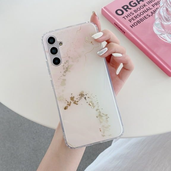 SaniMore for Samsung Galaxy S23 FE (6.4" 2023) Case with Marble Pattern for Girls Women Shockproof Anti-drop Wireless Charging Slim Fit Lightweigt Anti-scratch Shell for Galaxy S23 FE, Pink/White