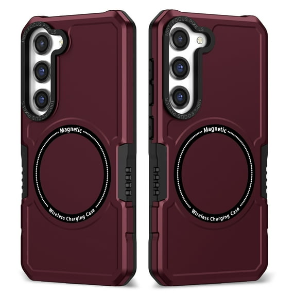 SaniMore for Samsung Galaxy S23 FE 6.4" 2023 Case, Rugged PC Back Shockproof TPU Bumper Wireless Charging Strong Magnetic Slim Lightweight Heavy Duty Protective Cover, Winered