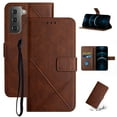 thumbnail image 1 of SaniMore for Samsung Galaxy S23 FE (6.4" 2023) Wallet Case with Wrist Strap Magnetic Clasp, Card Slots PU Leather Skin Shockproof TPU Inner Anti-drop Flip Stand Business Shell Wear-resistant - Brown, 1 of 9