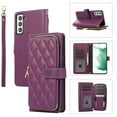 thumbnail image 1 of SaniMore for Samsung Galaxy S23 FE Buisness Case, Zipper Purse [Card Holders] Magnetic Clasp Kickstand Wrist/Crossbody Chain Lanyard PU Leather Wear-resistant Full Protective Wallet Shell Darkpurple, 1 of 10