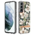 thumbnail image 1 of SaniMore for Samsung Galaxy S23 FE Case, Flexible TPU Magnetic Cover Support Wireless Charging Slim Flower Grass Pattern Shockproof Protective Shell for Ladies Women Girls, White Flowers, 1 of 8