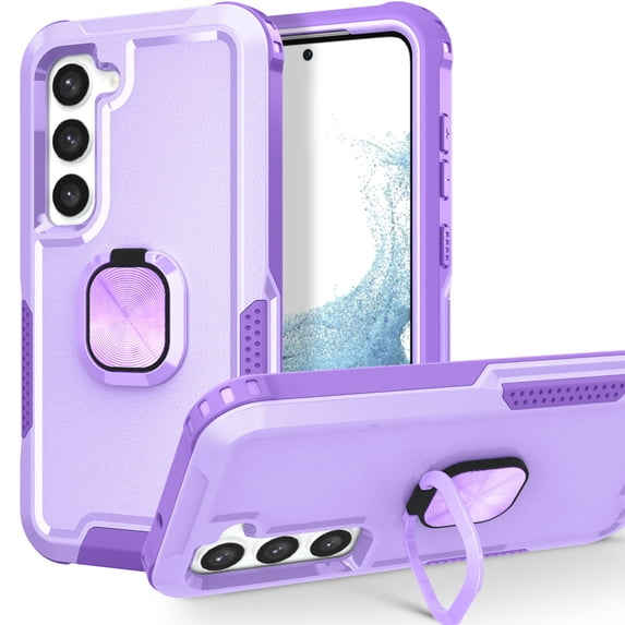 SaniMore for Samsung Galaxy S23 FE Magnetic Case, Rugged PC & TPU Bumpers with Car Mount & Ring Kickstand Heavy Duty Full Body Protective Case for Women Men, Purple