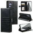 thumbnail image 1 of SaniMore for Samsung Galaxy S23 FE PU Leather Case, Wallet Design with Card Slots Cash Pocket [Wrist Strap] Flip kickstand Full Body Protection Magnetic Closure Business TPU Shell, Black, 1 of 11