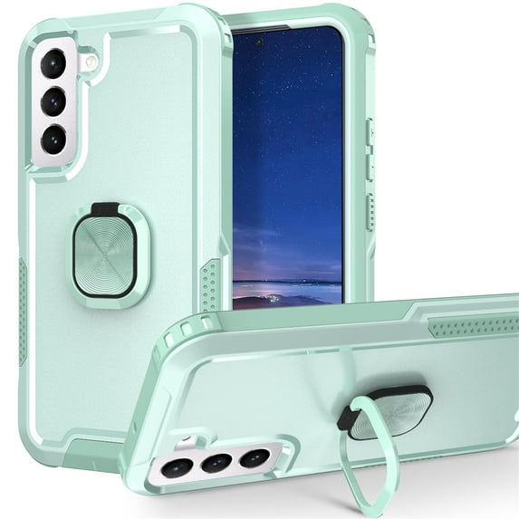 SaniMore for Samsung Galaxy S23 Multi-Functional Case, 3-Layer Protection Magnetic Cover Support Car Mount & 360° Rotatable Ring Kickstand Full Body Shockproof Protective Shell, Green