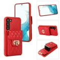 thumbnail image 1 of SaniMore for Samsung Galaxy S23 PU Leather Case, Multi-Functional Metal Snap Wallet Cover with Card Slot & Kickstand Shoulder Strap Full Body Protective Shell for Samsung S23, Red, 1 of 9
