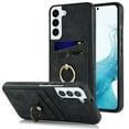 thumbnail image 1 of SaniMore for Samsung Galaxy S23 PU Leather Case, Wallet Cover Built-in 2 Card Slots & 360° Rotatable Ring Kickstand 360° All-Inclusive Protective Shell for Samsung S23, Black, 1 of 9