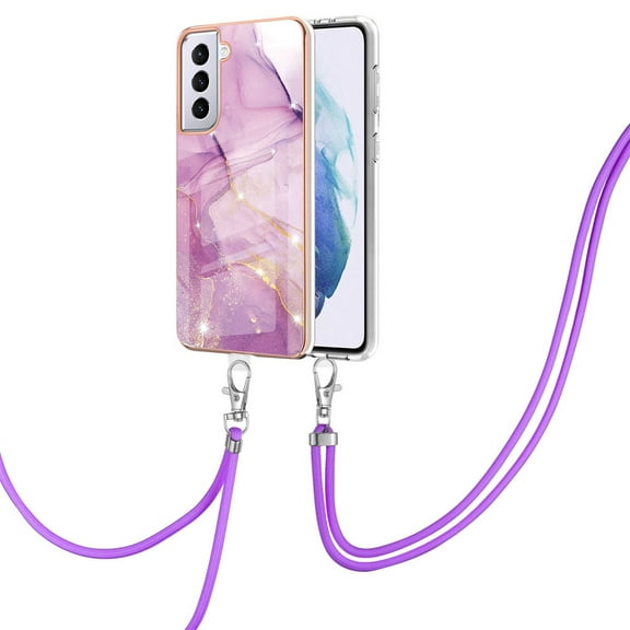 SaniMore for Samsung Galaxy S23 Plus 2023 Case with Detachable Crossbody Lanyard Shockproof TPU Backplane Marble Pattern Luxury Fashion Anti-drop Slim Lightweight Cover For Galaxy S23 Plus, Lightpurpl