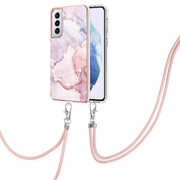 SaniMore for Samsung Galaxy S23 Plus 2023 Case with Detachable Crossbody Lanyard Shockproof TPU Backplane Marble Pattern Luxury Fashion Anti-drop Slim Lightweight Cover For Galaxy S23 Plus, Rosegold