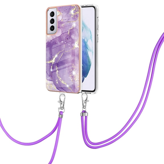 SaniMore for Samsung Galaxy S23 Plus 2023 Case with Detachable Crossbody Lanyard Shockproof TPU Backplane Marble Pattern Luxury Fashion Anti-drop Slim Lightweight Cover For Galaxy S23 Plus, Darkpurple
