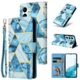 thumbnail image 1 of SaniMore for Samsung Galaxy S23 Plus 2023 Case, PU Leather Luxury Marble Flip Cover with Detachable Wrist Strap Card Slot Kickstand Shockproof Magnetic Buckle Protective Shell for S23 Plus, Blue, 1 of 8