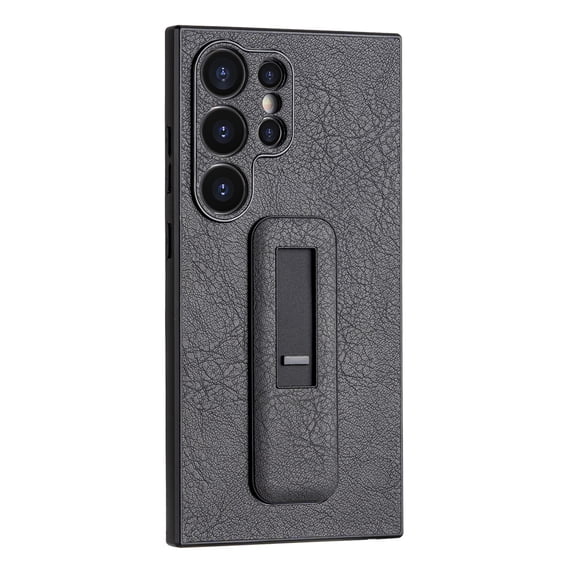 SaniMore for Samsung Galaxy S23 Plus 5G PU Leather Back Case, Slim All-Inclusive Case with Push-Pull Stand, Camera Lens Protection Shockproof Elegant Cover for Galaxy S23 Plus 6.6" 2023, Black