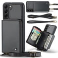 thumbnail image 1 of SaniMore for Samsung Galaxy S23 Plus 6.6" 2023 Case, [Crossbody/Wrist Strap][Zipper Flip Wallet][Card Slots][Rifid Layer] PU Leather Retro 360°Protective Shockproof Cover For Galaxy S23 Plus, Black, 1 of 10