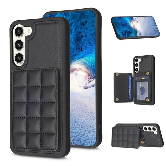 SaniMore for Samsung Galaxy S23 Plus (6.6" 2023) Case, Flip PU Leather Diamond-Shaped with Built-in Card Slots, Kickstand and Shockproof Anti-drop Phone Case for S23 Plus Wallet Shell, Black
