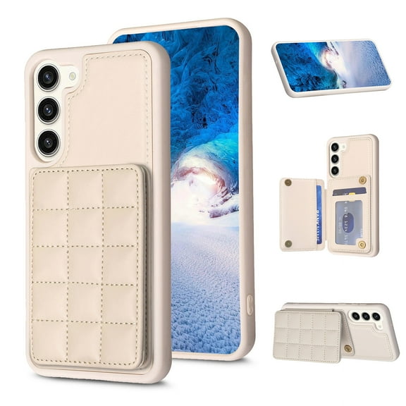 SaniMore for Samsung Galaxy S23 Plus (6.6" 2023) Case, Flip PU Leather Diamond-Shaped with Built-in Card Slots, Kickstand and Shockproof Anti-drop Phone Case for S23 Plus Wallet Shell, Beige