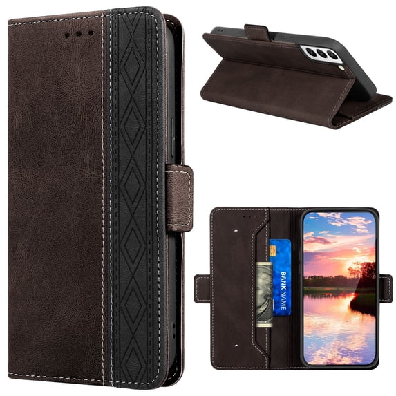 SaniMore Samsung Galaxy S23 Plus Case (6.6 inch 2023), PU Leather Wallet Rfid Blocking Card Slots Cover with Magnetic Closure Flip Kickstand Full Protective Shockproof Folio Shell, Coffee