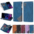 thumbnail image 1 of SaniMore for Samsung Galaxy S23 Plus Case with Card Slot, Line Stitching Metal Button Zipper Wallet PU Leather Cover with Folio Flip Kickstand + Hand Strap Shockproof Protective Shell, Blue, 1 of 7