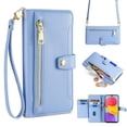 thumbnail image 1 of SaniMore for Samsung Galaxy S23 Plus Case, with Kickstand [Shoulder & Wrist Strap] Flip Zipper Wallet Cash & Card Slots PU Leather TPU Interior Full Body Protection for Samsung S23 Plus, Blue, 1 of 9