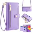 thumbnail image 1 of SaniMore for Samsung Galaxy S23 Plus Case, with Kickstand [Shoulder & Wrist Strap] Flip Zipper Wallet Cash & Card Slots PU Leather TPU Interior Full Body Protection for Samsung S23 Plus, Purple, 1 of 9