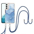 thumbnail image 1 of SaniMore for Samsung Galaxy S23 Plus Case, Marble Pattern 3 in 1 Heavy Duty Shockproof Full Body Hard PC IMD Bumper Crossbody Lanyard Women Girls Shockproof Cover for Samsung Galaxy S23 Plus, Blue, 1 of 7
