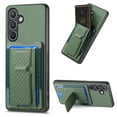 thumbnail image 1 of SaniMore for Samsung Galaxy S23 Plus Case, PU Leather Carbon Fibre Anti-scratch Adjustable Stand Card Slots [RFID Blocking] Shockproof Anti-fall Anti-fingerprint Wallet Shell for Men Women, Green, 1 of 10