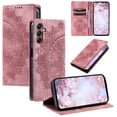 thumbnail image 1 of SaniMore for Samsung Galaxy S23 Plus Case, PU Leather Embosed Mandala Flower Wallet Protective Phone Cover Card Slots Pocket Purse Women Men Kickstand Vintage Shockproof Anti-fall Shell, Pink, 1 of 8