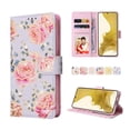 thumbnail image 1 of SaniMore for Samsung Galaxy Galaxy S23 Plus Case, PU Leather Luxury Flower for Girls Women Stand Feature Card/Cash Slots Detachable Wrist Strap Magnetic Clasp All-inclusive Protective Case, Rose, 1 of 8