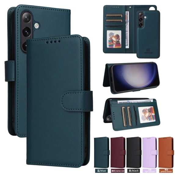 SaniMore for Samsung Galaxy S23 Plus Wallet Case, Detachable Strong Magnetic PU Leather Flip Cover PU Leather Magnetic Card Slots Cash Pocket Wristlet Strap Full Body Protective Stand Shell, Blue