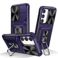 thumbnail image 1 of SaniMore for Samsung Galaxy S23 Stand Case, Slide Camera Cover 360 Degree Rotating Kickstand Magnetic Car Mount Hybird Tri-layer Rugged Shell Military-grade Shockproof Anti-drop Cover, Purple, 1 of 10