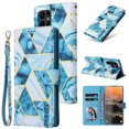 thumbnail image 1 of SaniMore for Samsung Galaxy S23 Ultra 2023 Case, PU Leather Luxury Marble Flip Cover with Detachable Wrist Strap Card Slot Kickstand Shockproof Magnetic Buckle Protective Shell for S23 Ultra, Blue, 1 of 8