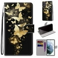thumbnail image 1 of SaniMore for Samsung Galaxy S23 Ultra 2023 PU Leather Case with Card Slots Detchable Lanyard Color Painting Luxury Pattern Flip Kickstand Shcokproof Wallet Case For Galaxy S23 Ultra, Gold Butterflies, 1 of 9