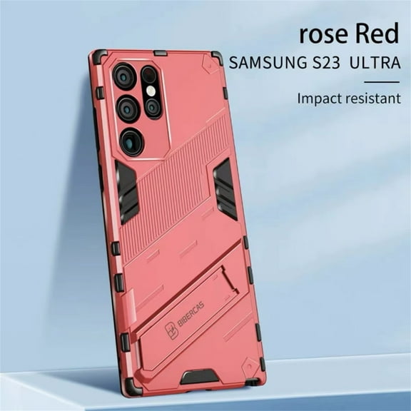 SaniMore for Samsung Galaxy S23 Ultra 6.8" 2023 Armor Protective Cover Rugged PC Backplane with Hidden Kickstand Anti-fall Drop Resisitant Shockproof [Light & Thin] Hybird Case For S23 Ultra, Rose
