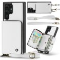 thumbnail image 1 of SaniMore for Samsung Galaxy S23 Ultra 6.8" 2023 Case, [Crossbody/Wrist Strap][Zipper Flip Wallet][Card Slots][Rifid Layer] PU Leather Retro 360°Protective Shockproof Cover for Galaxy S23 Ultra, White, 1 of 10