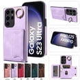 thumbnail image 1 of SaniMore for Samsung Galaxy S23 Ultra (6.8" 2023) Case, PU Leather Skin Shockproof Bumper Flip Purse RFID Blocking Metal Ring Stand Shell, Card Holder Cash Pocket Anti-drop Cover, Purple, 1 of 17