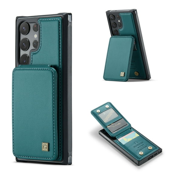 SaniMore for Samsung Galaxy S23 Ultra 6.8" 2023 Case, Wallet with Credit Card Holder, Premium PU Leather Magnetic Clasp Kickstand RFID Blocking Shockproof Slim Anti-fall Cover, Green