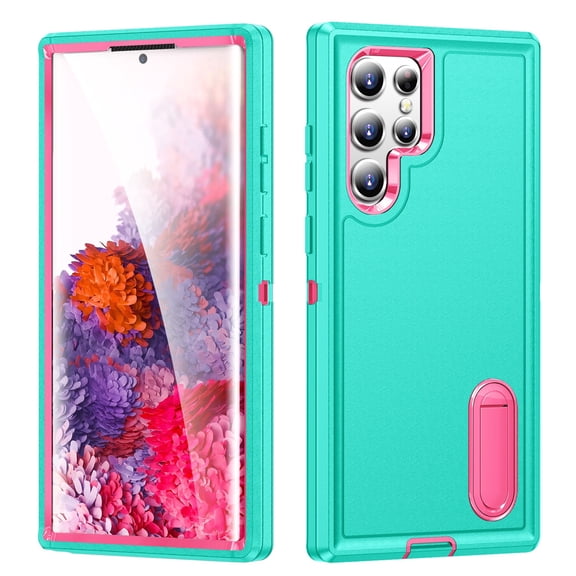 SaniMore for Samsung Galaxy S23 Ultra 6.8" 2023 Hybird Case, Rugged PC Back Shockproof TPU Shell Metal Hidden Kickstand Drop Resistant Anti-slip Heavy Duty Protective Case for S23 Ultra, Mint